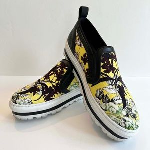 MSGM Canvas Floral Print Platform Sneakers with Leather Trim, US 11 / IT 41